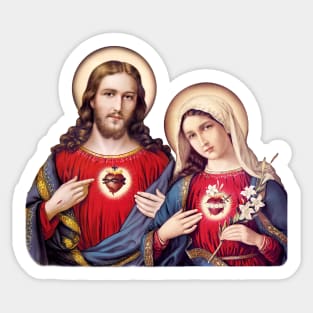 Hearts of Jesus and Mary: Sacred and Immaculate Heart Sticker